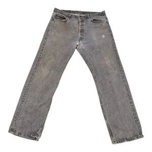 Jeans Levis 501 38x30 Denim Negros Lavados Rojo Tab Envejecidos EE. UU. De Colección Años 90 #512 - Imagen 1 de 10