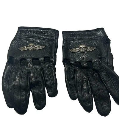 Guantes de cuero Harley Davidson para hombre L emblema de metal negro alas calavera vintage Foto 1 de 4