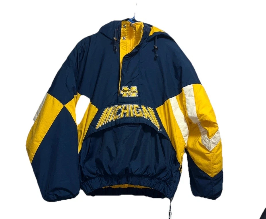 De Colección Años 90 Starter "Michigan" Pullover 1/4 Cremallera Chaqueta con Capucha Grande  Foto 1 de 4