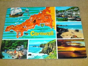 MAP POSTCARD USED - CORNWALL - Picture 1 of 1