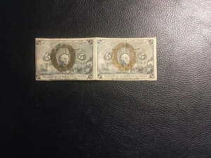 5 Cent Second Issue Strip Of 2 Fractional Currency Great Price - Picture 1 of 7