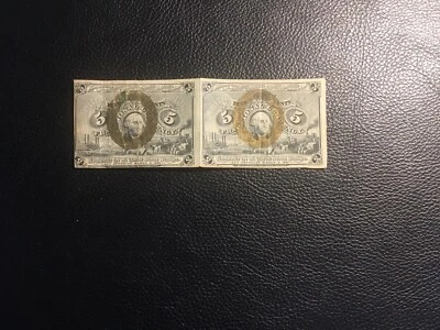 5 Cent Second Issue Strip Of 2 Fractional Currency Great Price - Image 1 of 4