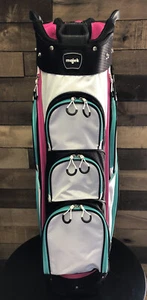 DEMO Majek Premium Ladies Black White Teal Pink Golf Bag 14-way Top 5012-X6T8 - Picture 1 of 13