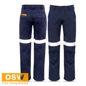 Men's Orange Flame Breathable Traditional Style Taped Work Pant Modern Fit ZP523 - Picture 1 of 4