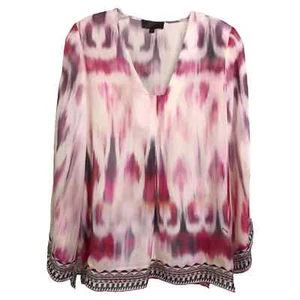 Blusa túnica Hale Bob para mujer XS Zahara seda boho manga larga rosa acuarela - Imagen 1 de 8