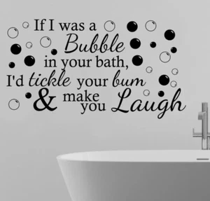 36” Large Bubble in your Bath Tickle your Bum Wall Stickers Vinyl Decal Quote UK - Picture 1 of 1