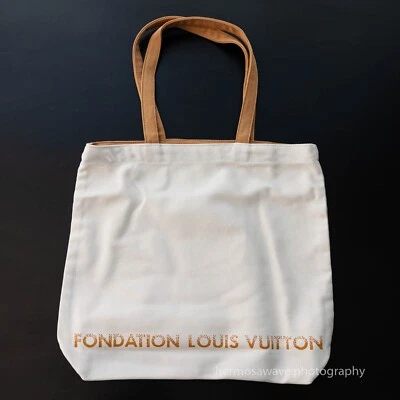 Louis Vuitton Foundation   Canvas Cotton 100 Tote Bag Off-White/Brown NEW! - Image 1 of 4