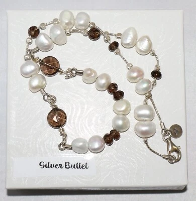 Collar con cuentas de cuarzo ahumado y perlas de agua dulce Silpada de plata de ley N1040 Foto 1 de 4