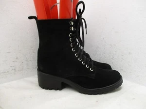 Steve Madden GLOAT Black Suede Side Zip Lace Up Ankle Boots Womens Sz 9 M - Picture 1 of 9