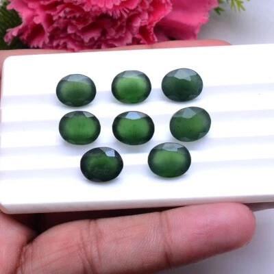8 Pcs Natural Serpentine Untreated 11mm*9mm Oval Cut Dazzling Loose Gemstones - Image 1 of 4