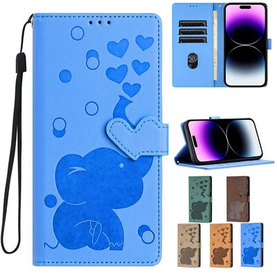 Card Wallet Elephant Phone Case For iPhone 16 15 14 13 12 11 Pro Max XR 7 8 16E - Image 1 of 4