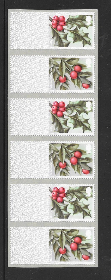 POST & GO:  WINTER GREENARY  (1ST CLASS) - STRIP OF 6 BLANK LABELS   (R19YAL) - Image 1 of 1