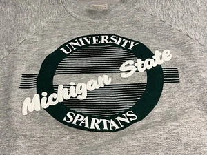 Felpa vintage Michigan State Spartans uomo taglia XL verde anni 90 vernice a sbuffo MSU - Foto 1 di 7