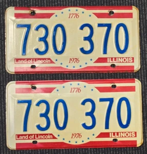 Vintage Illinois Rare License Plate 1976 "Land Of Lincoln" 1776 730 370 2 Pieces - Picture 1 of 2