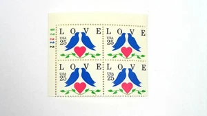 Scott #2378 USA 4er Block 25c Briefmarken Love Doves - Bild 1 von 1