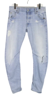 G-Star Arc 3D Slim Herrenjeans W31/L32 Ripped Distressed Knopf Fly Hell Denim - Bild 1 von 4