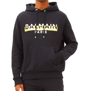 Balmain Foil Tape Logo Hoodie Sweatshirt XL - Picture 1 of 8
