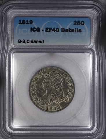 1819 Capped Bust Quarter ICG EF40 XF40 Details B-3 Cover
