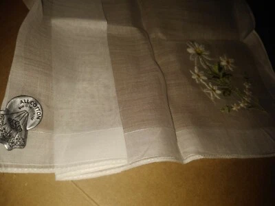 Lenço Sweet Desco flor no casamento branco Áustria etiqueta original vintage  - Imagem 1 de 4