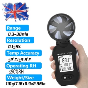 Anemómetro Medidor de velocidad del viento digital portátil Medición de la velocidad del aire Volumen del aire - Imagen 1 de 7