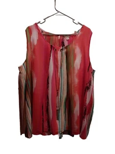 EST.1946 Top Sin Mangas Mujer Talla 22-24 Rayas Collar Acento Verde azulado Coral Amarillo - Imagen 1 de 20