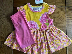 NWT Baby Lulu Lucinda Outfit Floral Tunic & Shorts Girls Pink & Yellow Size 4T - Picture 1 of 7