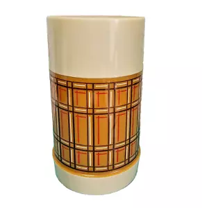 Aladdin Wide Mouth Insulated Vacuum Flask Brown Tartan Check 425ml Vintage - Picture 1 of 8