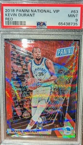 2018 Panini National VIP 63 RED Kevin Durant /25 PSA  - Picture 1 of 2
