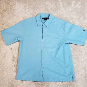 VTG Nike Golf " Tiger Woods" Button Up Hawaiian Men's Large Shirt Blue - Picture 1 of 7