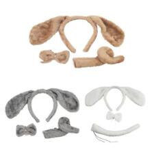 Plush Animal Cosplay Hair Hoop Dog Ears Headband/ Bow/ Tail Set for Theme Party