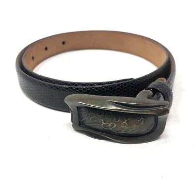 Donna Karan Genuine Italian Lizard Leather Belt Womens Small Skinny Brown Bronze - Image 1 of 4