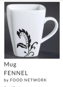 FENNEL by Food Network Mug Black Floral On White SOCE - Picture 1 of 4