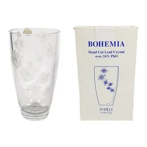 Bohemia Czech Hand Cut Lead Crystal Flower Pattern 23cm Tall With Original Box - Picture 1 of 6
