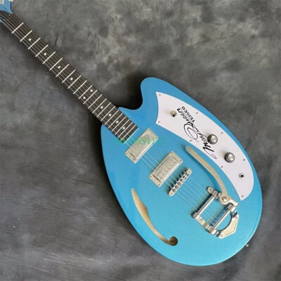 Guitarra Eléctrica Única May Queen Azul Metálico Fábrica Puente Jazz Semi Hueco Foto 1 de 4