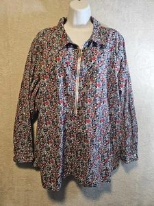 Tommy Hilfiger Floral All Over Print Womens Blouse Size 2X 100% Cotton Girly EUC - Picture 1 of 11