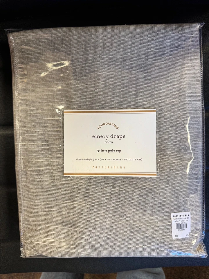 Cortina Pottery Barn algodón esmerilado lino 50x84 gris filtro de luz 3-1 poste superior Foto 1 de 4