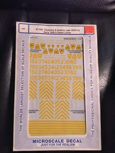 CALCOMANÍA MICROESCALA ESCALA HO 87-582 Delaware y Hudson años 70-80 Diesel Loc Nuevo de Lote Antiguo - Imagen 1 de 3