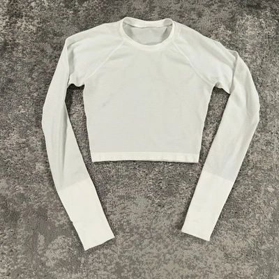 Lululemon Shirt Womens 4 White Swiftly Tech Crop Top Running Hiking Yoga Gym - Image 1 of 4