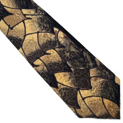 Corbata de seda pintada a mano abstracta marrón tostada Robert Daskal 4 x 57 Foto 1 de 4