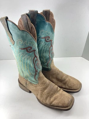 Botas Ariat Mujer 9 B Marrón Turquesa Cuero Puntera Cuadrada Estilo Occidental 10010952 Foto 1 de 4