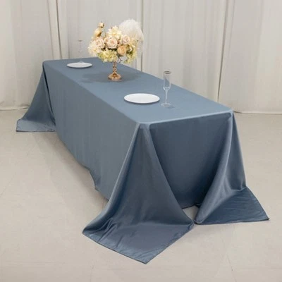 DUSTY BLUE 90x156" RECTANGLE Lamour Satin TABLECLOTH Wedding Party Home Banquet - Image 1 of 4