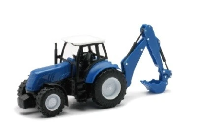 NEWRAY,Tractor with blue backhoe, 1/32, NEW05683C - Image 1 of 1