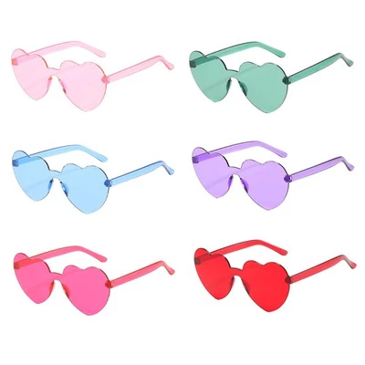  6 Pairs Novelty Sunglasses Heart Shaped Eyeglasses Heart-shape Rimless - image 1 of 4