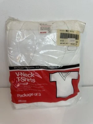 Camiseta interior vintage Sears Sanfor tejida para hombre mediana cuello en V Kodel poli EE. UU. Foto 1 de 4