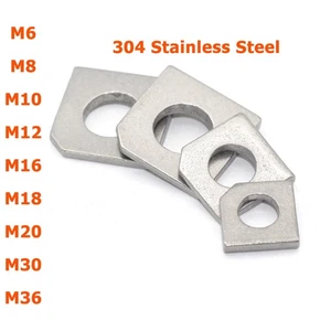 M6 - M36 304 A2 Stainless Steel Square Bevel Washers Beam Flange Wedge Gaskets - Picture 1 of 7