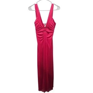 Vintage y2k Deb Pink Maxi Dress Gown Ruched Waist Babydoll Size M Batbie - Picture 1 of 8
