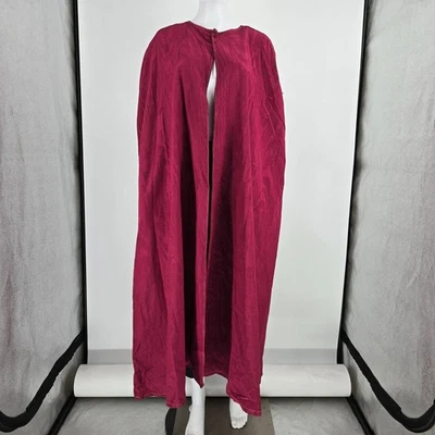 Vintage 1960s Handmade Cranberry Full-Length Moire Faille Cloak (One Size) - Image 1 of 4