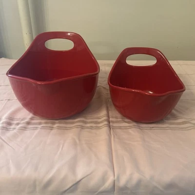 Rachel Ray Set of 2 Red Nesting Mixing Bowls with Handle and Spout 1 Qt & 2Qt. - Image 1 of 4