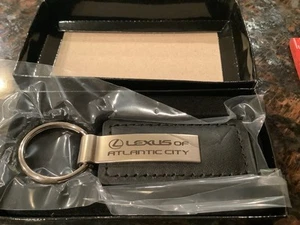 LEXUS Leather Metal Black Keychain Logo In Box - Picture 1 of 3