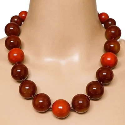 Colar de declaração de resina ousada robusto pesado cores outono terra geo mod passarela - Imagem 1 de 4